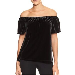 GAP Black Velvet Velour Women's Off the Shoulder Swing Flowy Blouse Medium Party